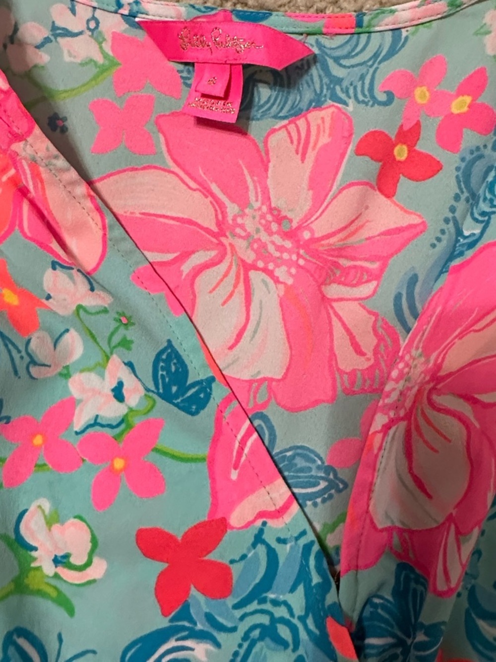 Lilly Pulitzer Maryann Surf Blue Luscious Lions Fit Flare Dress - Picture 3 of 6